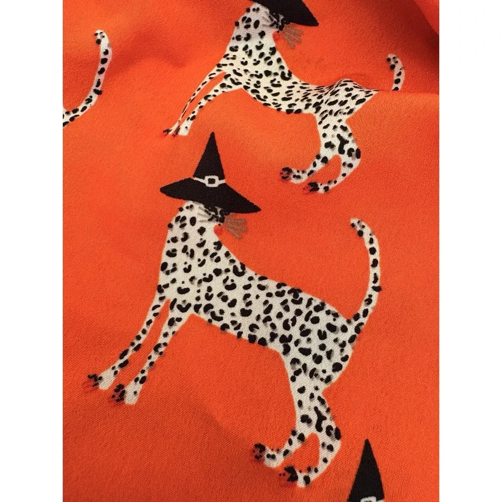 Bouffants & Broken Hearts Orange Leopard Cheetah Witch PJs Shorts Halloween SzL
